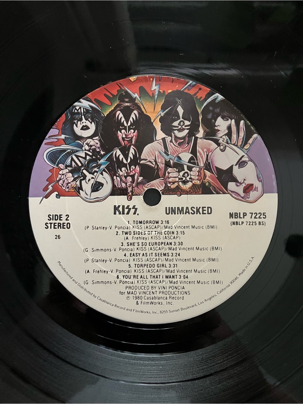 Vintage 1980 KISS “Unmasked” Vinyl #NBLP 7225 First Pressing Casablanca Record - Picture 6 of 11